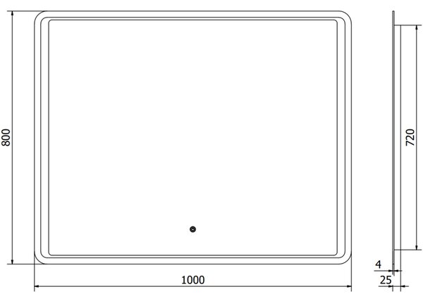 Mexen Zusa, LED kúpeľňové zrkadlo s podsvietením 100x80 cm, 6000K, ochrana proti zahmlievaniu, 9808-100-080-611-00