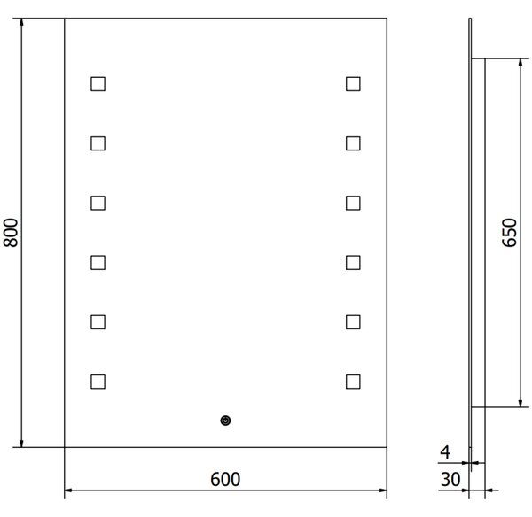 Mexen Ner, LED kúpeľňové zrkadlo s podsvietením 60x80 cm, 6000K, ochrana proti zahmlievaniu, 9809-060-080-611-00