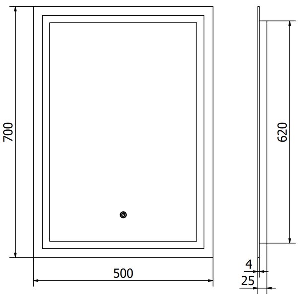 Mexen Miko, LED kúpeľňové zrkadlo s podsvietením 50 x 70 cm, 6000K, ochrana proti zahmlievaniu, 9819-050-070-611-00