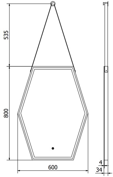 Mexen Orla, LED kúpeľňové zrkadlo s podsvietením a čiernym rámom 60x80 cm, 6000K, ochrana proti zahmlievaniu, 9815-060-080-611-70