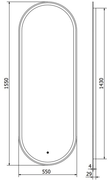Mexen Bono, LED kúpeľňové zrkadlo s podsvietením 55 x 155 cm, 6000K, ochrana proti zahmlievaniu, 9816-055-155-611-00