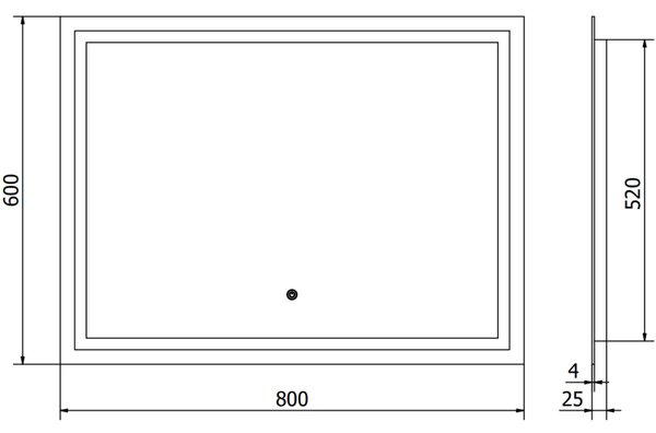 Mexen Miko, LED kúpeľňové zrkadlo s podsvietením 80 x 60 cm, 6000K, ochrana proti zahmlievaniu, 9819-080-060-611-00