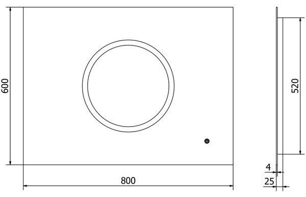Mexen Koga, LED kúpeľňové zrkadlo s podsvietením 80 x 60 cm, 6000K, ochrana proti zahmlievaniu, 9821-080-060-611-00