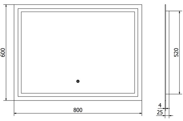 Mexen Miko, LED kúpeľňové zrkadlo s podsvietením 100 x 80 cm, 6000K, ochrana proti zahmlievaniu, 9819-100-080-611-00