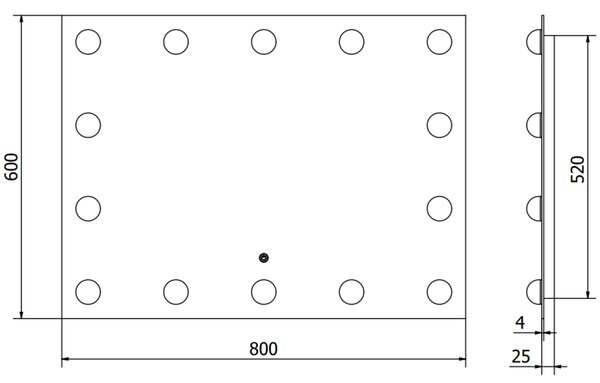 Mexen Dona osvetlené kúpeľňové zrkadlo 80 x 60 cm, LED 6000K, proti zrkadleniu - 9818-080-060-611-00