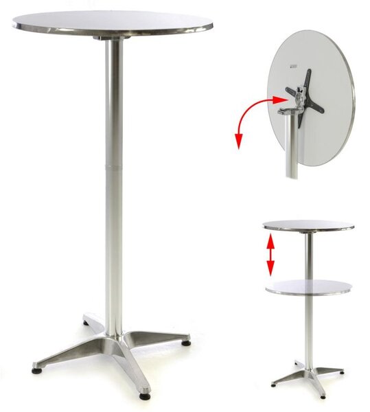Barový stôl 115 cm okrúhly - strieborný