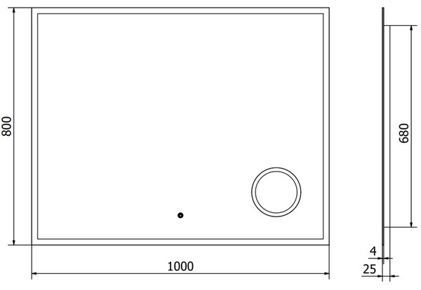 Mexen Kala, LED kúpeľňové zrkadlo s podsvietením a kozmetickým zrkadlom 100 x 80 cm, 6000K, ochrana proti zahmlievaniu, 9820-100-080-611-00
