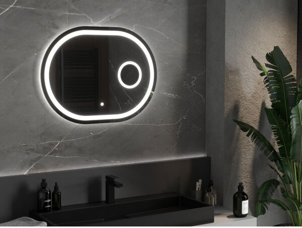 Mexen Umba osvetlené kúpeľňové zrkadlo s kozmetickým zrkadielkom 80 x 60 cm, LED 6000K, proti zahmlievaniu