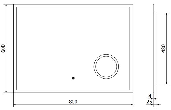 Mexen Kala, LED kúpeľňové zrkadlo s podsvietením a kozmetickým zrkadlom 80 x 60 cm, 6000K, ochrana proti zahmlievaniu, 9820-080-060-611-00