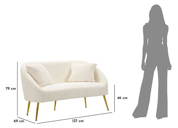 Dizajnová pohovka Caerwyn 137 cm biela / zlatá