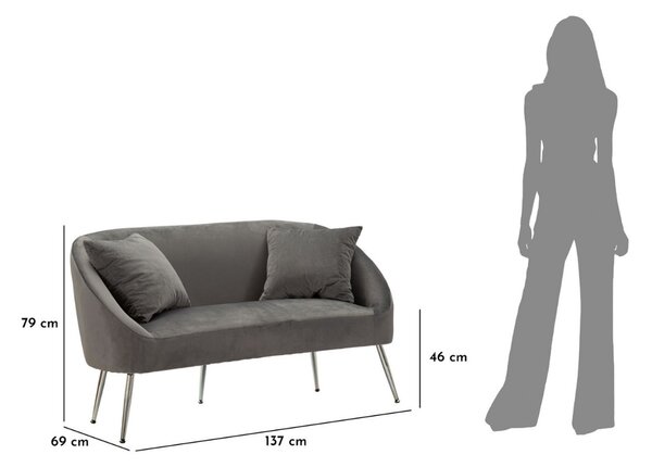 Dizajnová pohovka Caerwyn 137 cm sivá / strieborná