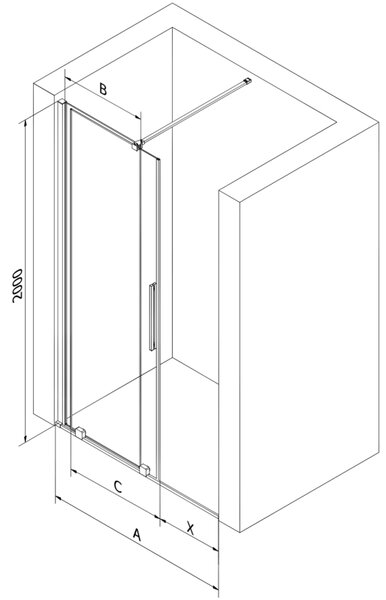 Mexen Velar, posuvné dvere do otvoru 90x200 cm, 8mm číre sklo, zlatá lesklá, 871-090-000-01-50