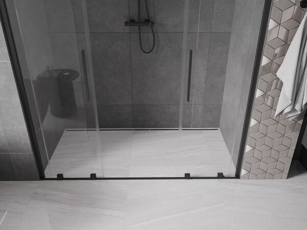 Mexen Velar Duo sprchové dvere posuvné 170 cm, priehľadné, čierne - 871-170-000-02-70