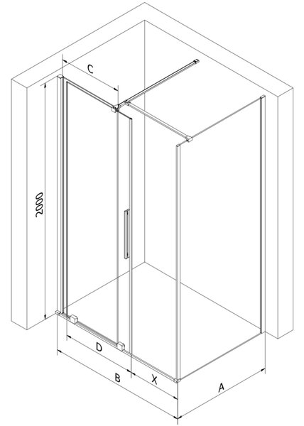Mexen Velar, sprchový kút s posuvnými dverami 90 x 90 cm, 8mm šedé sklo, biela matná, 871-090-090-41-20