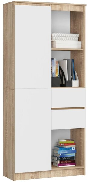 Ak furniture Kancelárska knižnica Rexa dub sonoma/biela