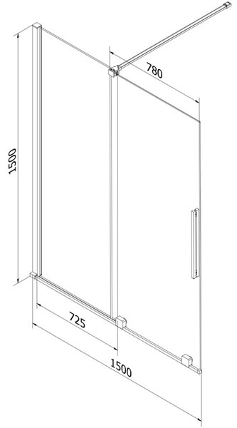 Mexen Velar, 2-krídlová posuvná vaňová zástena 150 x 150 cm, 8mm číre sklo, ružové zlato, 896-150-000-01-60