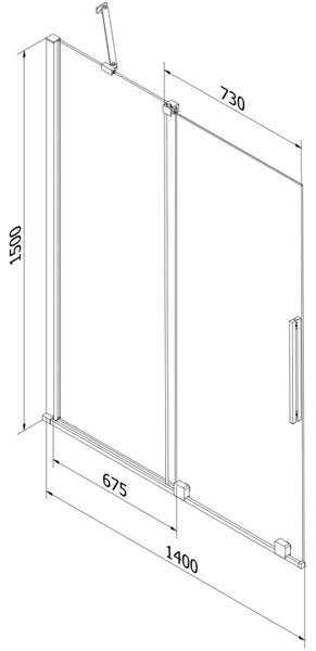Mexen Velar, 2-krídlová posuvná vaňová zástena 140 x 150 cm, 8mm šedé sklo, čierna matná, 896-140-000-41-70