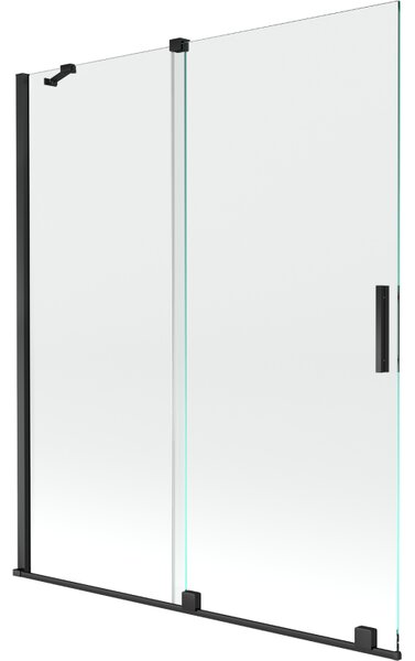 Mexen Velar sprchová zábrana 2-krídlová posuvná 140 x 150 cm, transparentná, čierna - 896-140-000-01-70