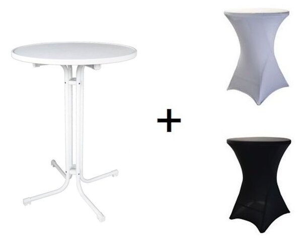AKCIA! Elegantný koktejlový skladací bistro stôl 80 cm + obrus ZADARMO Farba obrusu: BIELA / WHITE