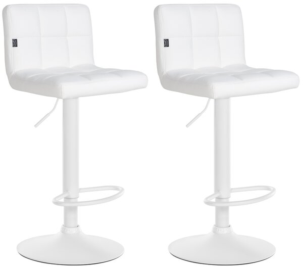 Barová stolička Feni (SET 2 ks) - koženka, biely rám - Biela