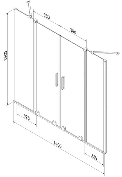 Mexen Velar Duo vaňová zástenka 2-krídlová posuvná 140 x 150 cm, transparentná, čierna - 896-140-000-02-70