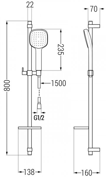 Mexen sprchový set DQ33, chróm, 785334581-00