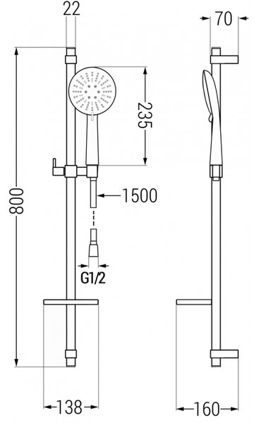Mexen sprchový set DQ67, chróm, 785674581-00