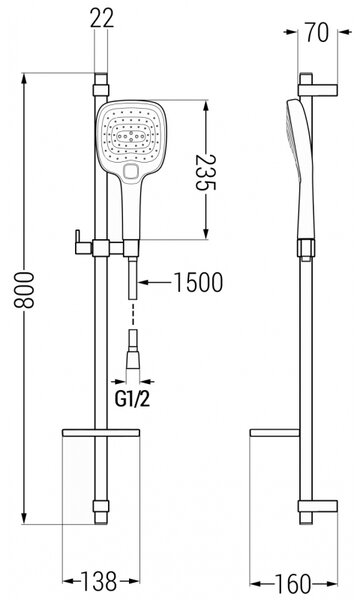 Mexen sprchový set DQ17, chróm, 785174581-00