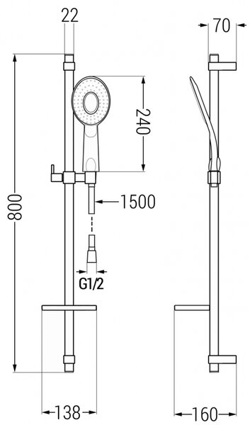 Mexen sprchový set DQ73, chróm, 785734581-00