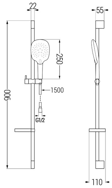 Mexen sprchový set DS22, chróm, 785224583-00