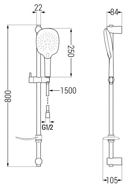 Mexen sprchový set DF22, chróm, 785224582-00