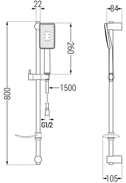 Mexen sprchový set DF54, biela/chróm, 785544582-21