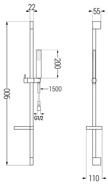 Mexen sprchový set DS00, čierna, 785004583-70