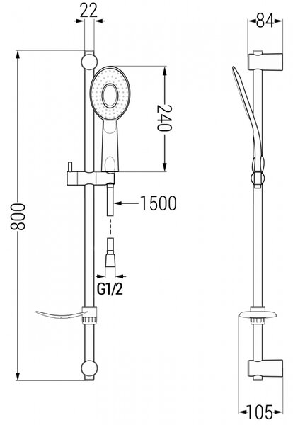 Mexen sprchový set DF73, chróm/biela, 785734582-02