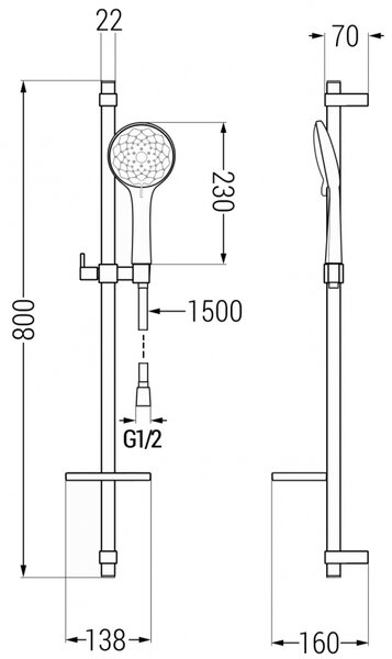 Mexen sprchový set DQ74, chróm/biela, 785744581-00