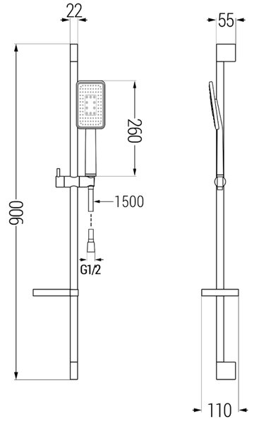 Mexen sprchový set DS54, čierna/chróm, 785544583-71