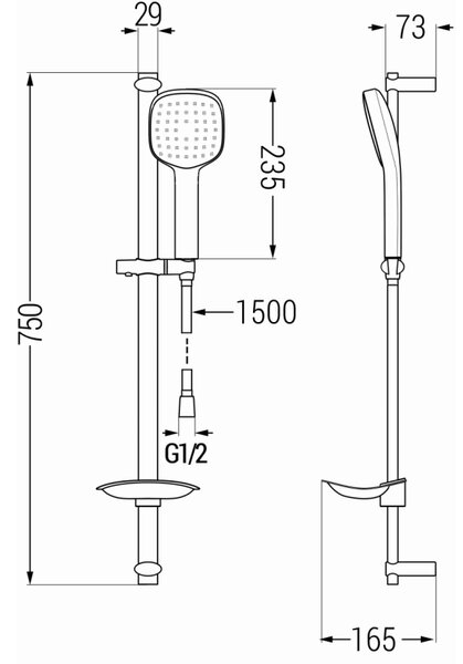 Mexen DB33 sprchová súprava posuvná, chróm - 785334584-00