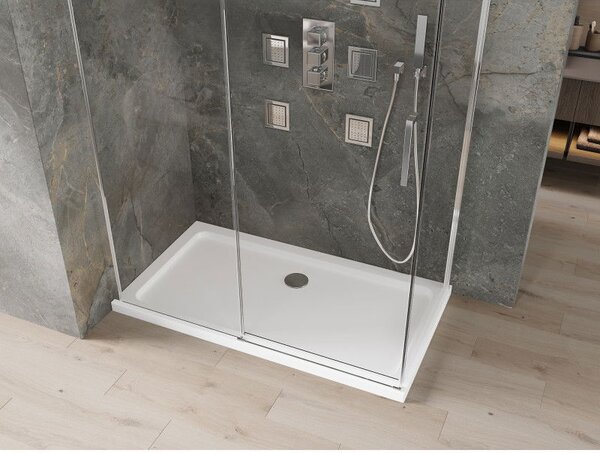 Mexen Omega sprchovací kút posuvný 130 x 70 cm, transparentný, chróm + vanička Flat - 825-130-070-01-00-4010
