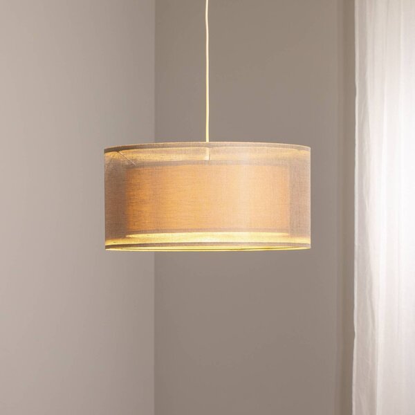 Závesné svetlo Duo Den Light, béžová farba, Ø 50 cm, ľan, PVC, Krémová / jantárovo žltá, Obývacia izba / jedáleň, Textil / látka / hodváb, Závesné svietidlo
