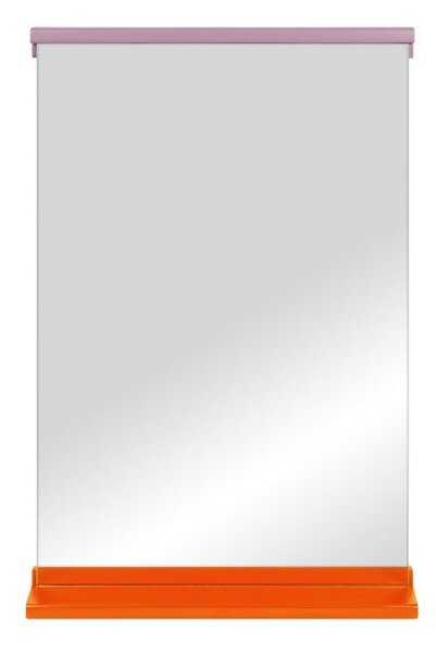 Nástenné zrkadlo s poličkou s dreveným rámom 50x75 cm Lun – noo.ma