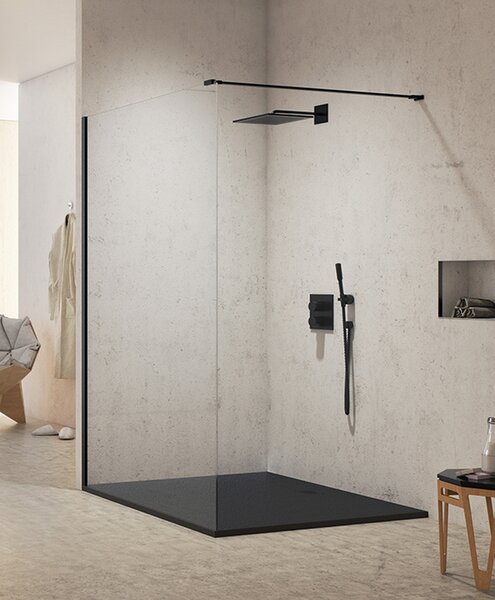 New Trendy New Modus Black stena sprchového kúta walk -in 140 cm čierna polomatný/sklo priehľadné EXK-0063