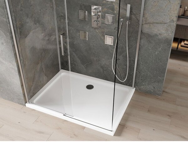 Mexen Omega posuvná sprchová kabína 100 x 80 cm, transparentná, chróm + vanička Flat - 825-100-080-01-00-4010