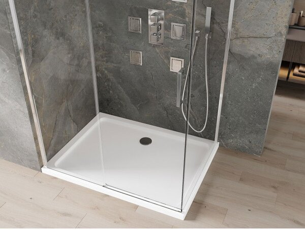Mexen Omega posuvná sprchová kabína 100 x 80 cm, transparentná, chróm + vanička Flat - 825-100-080-01-00-4010
