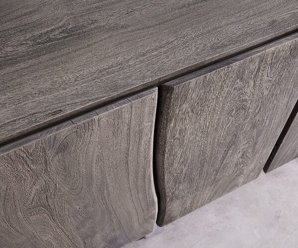 DELIFE Komoda Live-Edge 220 cm akácia platinová masívna 6 dvierka