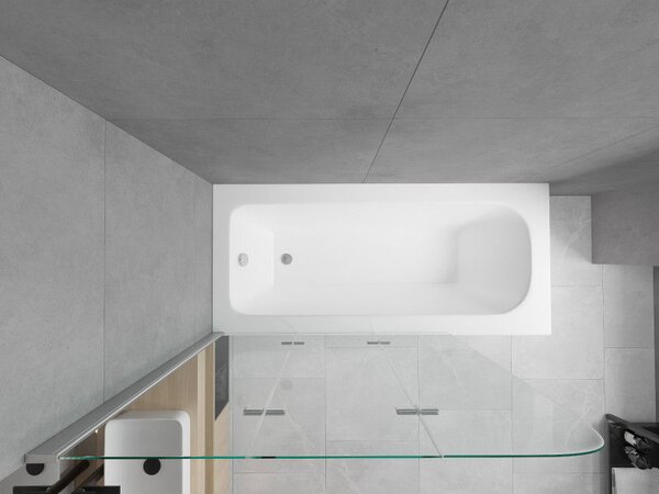 Mexen Vega obdĺžniková vaňa 150 x 70 cm so zástenou a 3-krídlovým 120 cm závesom, transparentná, chróm - 550115070X9012030100
