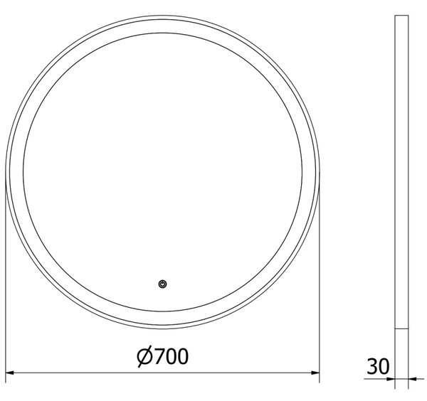 Mexen Esso, okrúhle LED podsvietené kúpeľňové zrkadlo 70 cm, 6000K, vykurovacia podložka proti zahmlievaniu, zlatý rám, 9825-070-070-611-50