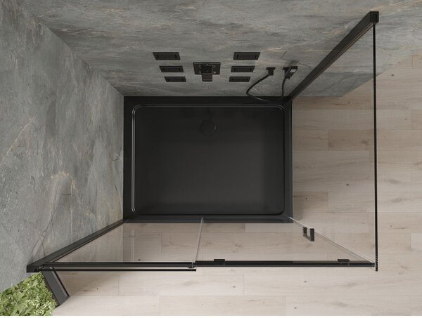 Mexen Omega sprchový kút posuvný 100 x 80 cm, transparentný, čierny + vanička Flat, čierna - 825-100-080-70-00-4070B