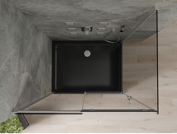 Mexen Omega sprchová kabína posuvná 100 x 80 cm, grafit, chróm + vanička Flat, čierna - 825-100-080-01-40-4070