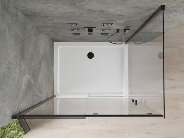 Mexen Omega sprchový kút posuvný 100 x 70 cm, priehľadný, čierny + vanička Flat, biela - 825-100-070-70-00-4010B