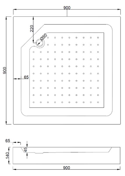 Mexen Rio štvorcový sprchovací kút 90 x 90 cm, transparentný, zlatý + sprchová vanička Rio, biela - 860-090-090-50-00-4510